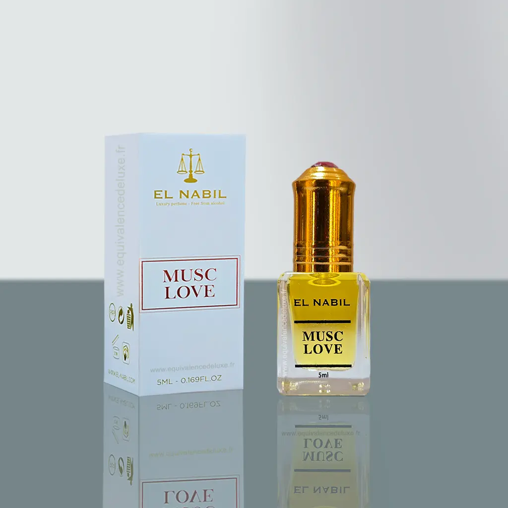 Musc Love – El Nabil : Huile Parfumée Sans Alcool aux Notes Sucrées et Musquées (5 ml)